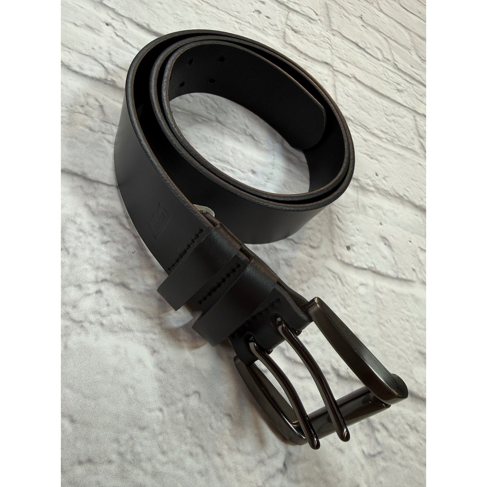 Levi's Double Prong Belt Mens 36 Black New Leather Gunmetal Buckle 11LV0277